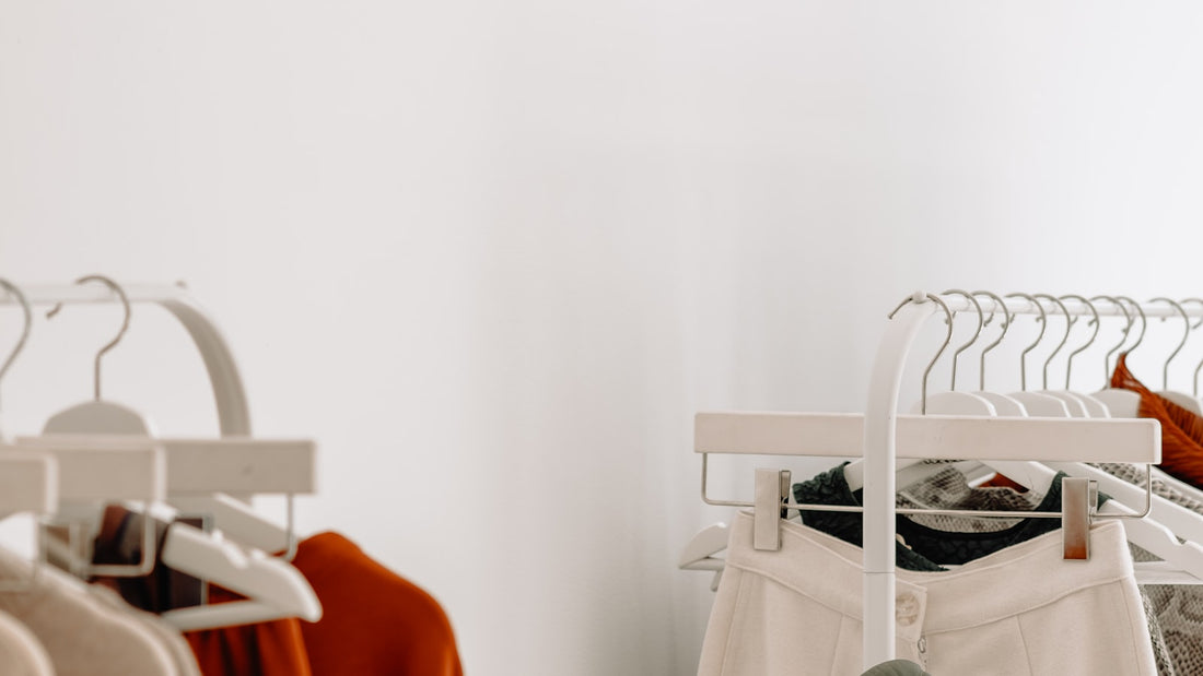 A rack of a fashion brand collection, representing a digital showroom for stylists