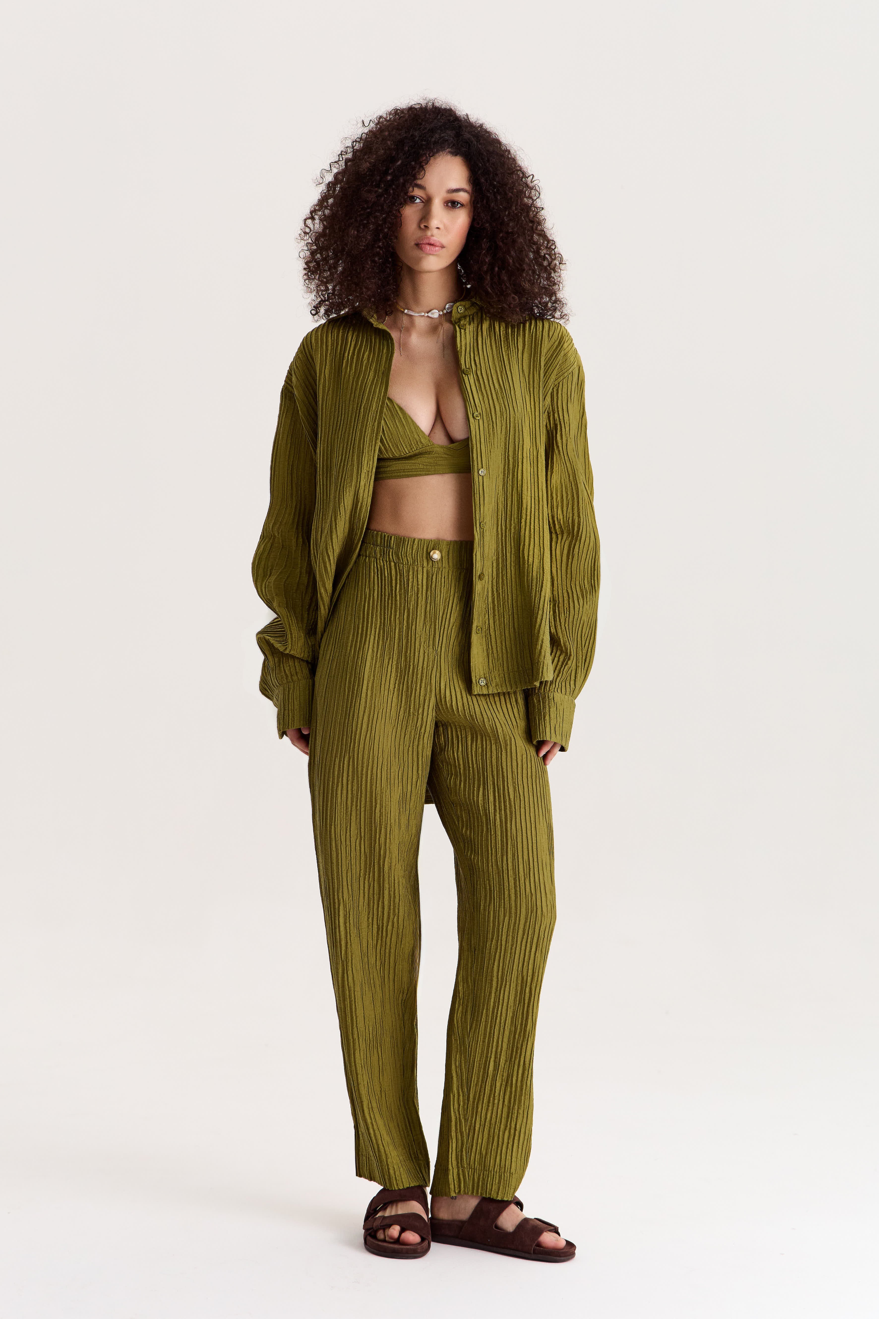 Evia Olive Shirt + Pants Set