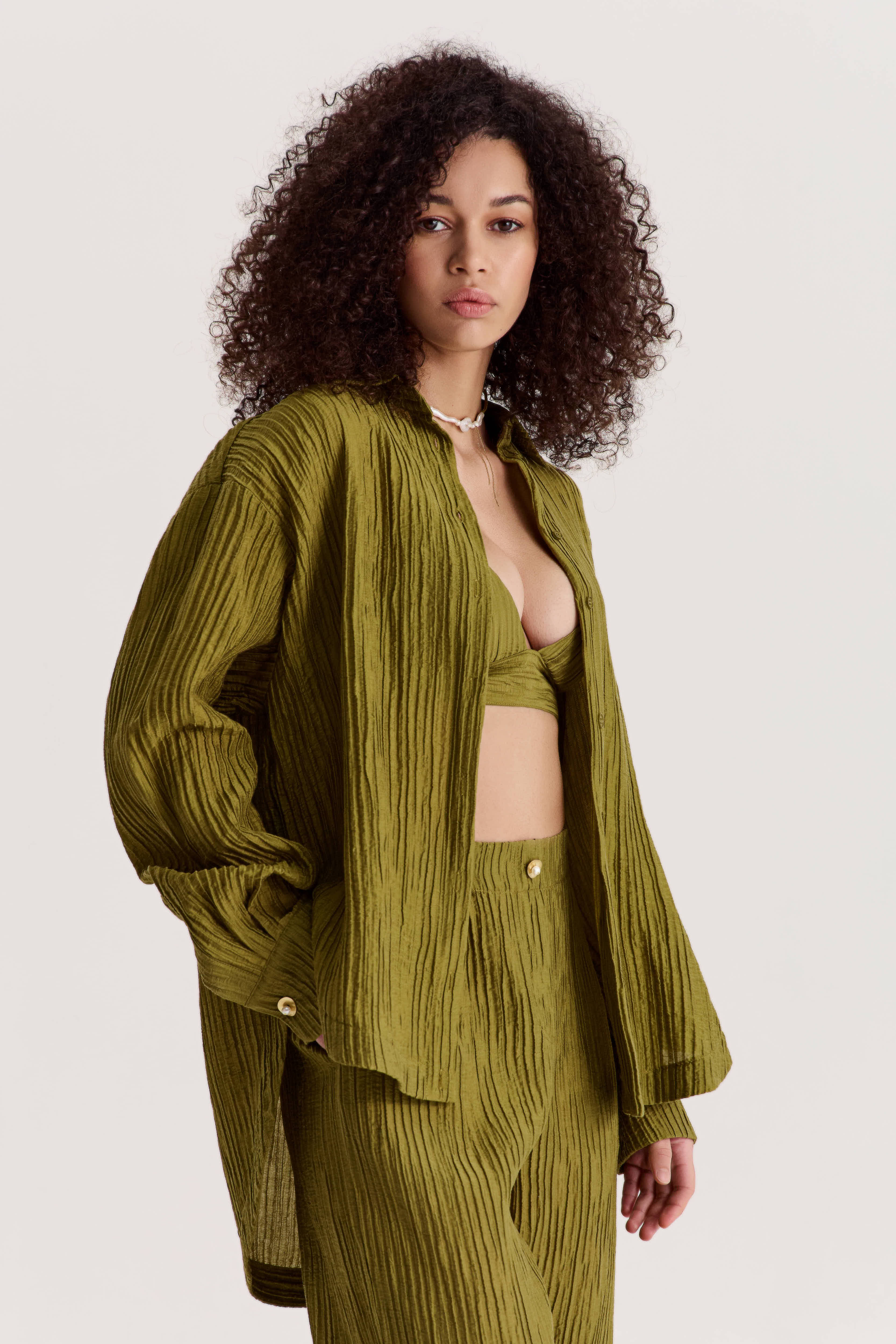 Evia Olive Shirt + Pants Set