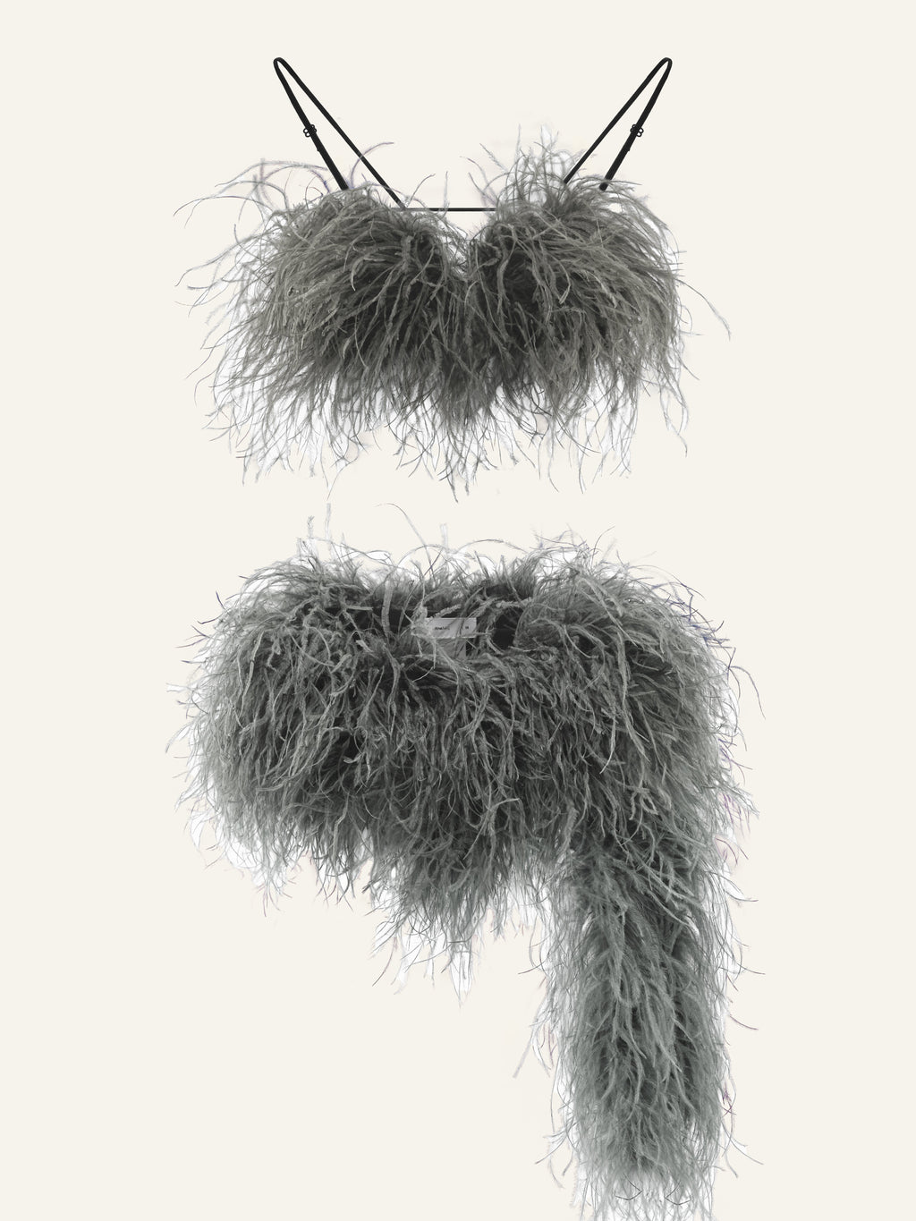 Cult Naked Cloud Nine bra and skort set in Smoke Feathers, styled look