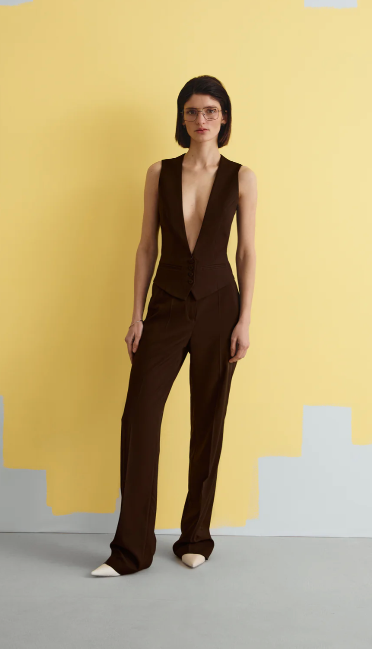 CLASSIC SINGLE-BREASTED TWO-PIECE SUIT BROWN