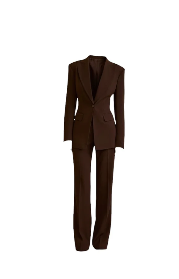 CLASSIC SINGLE-BREASTED TWO-PIECE SUIT BROWN