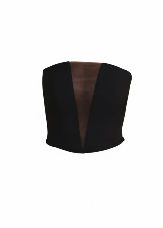BLACK CORSET WITH TRANSPARENT INSERT