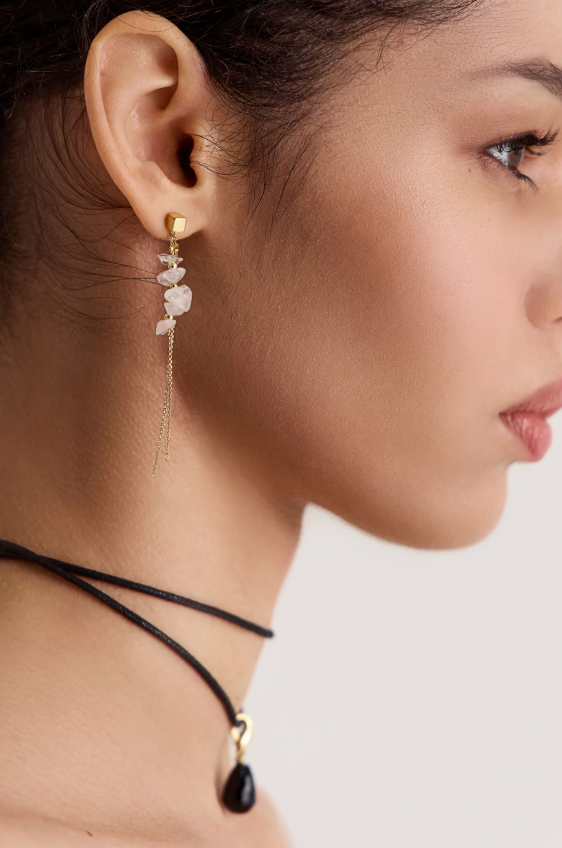 Lyra Earrings with Quartz