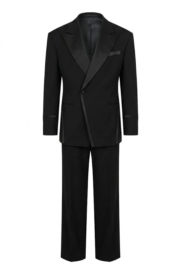 Black tuxedo with satin lapels