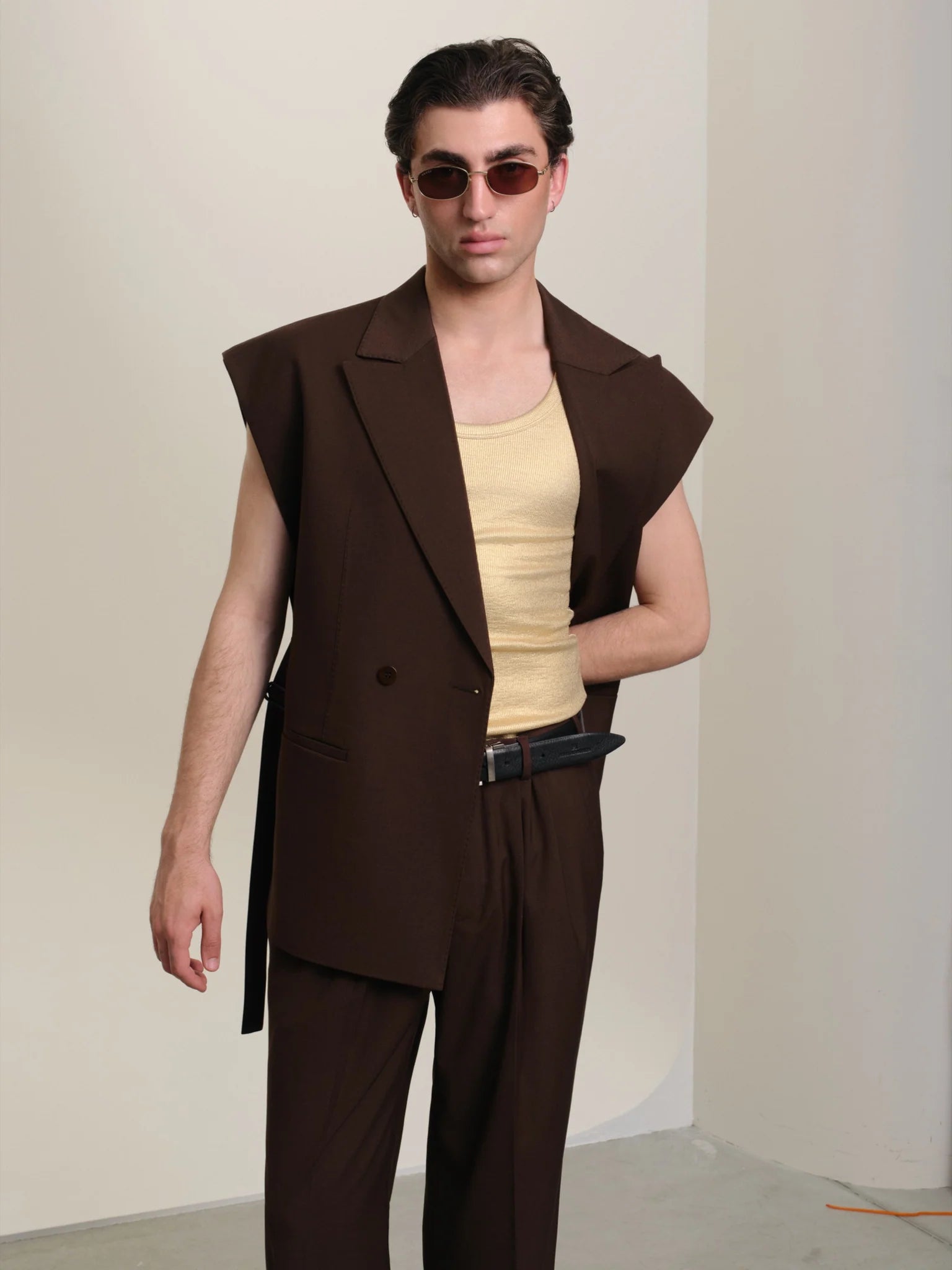 Chocolate Brown Sleeveless Suit