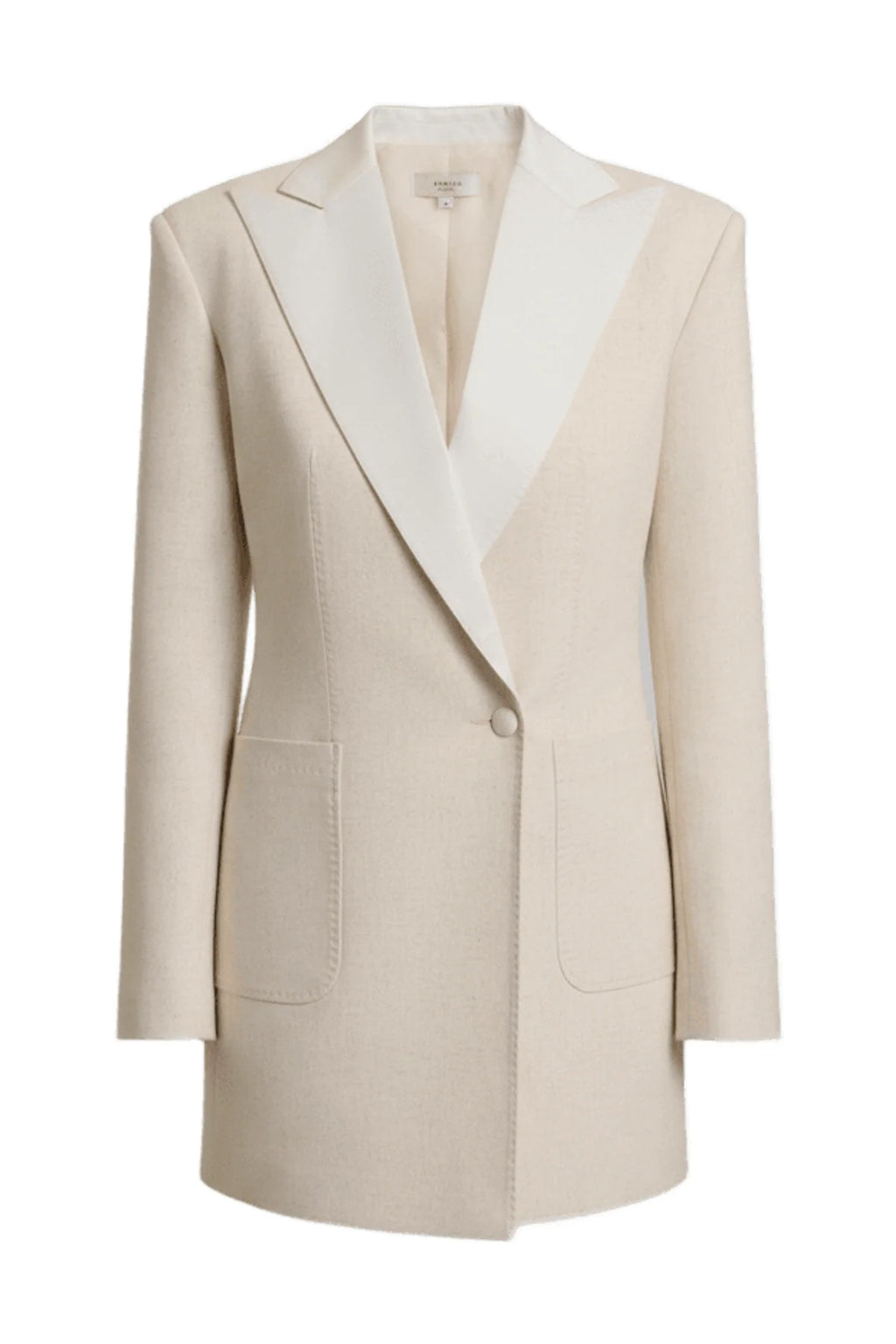 Women's double-breasted ivory blazer dress
