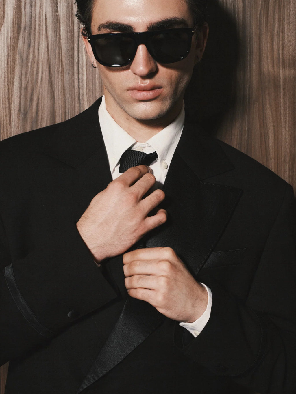 Black tuxedo with satin lapels