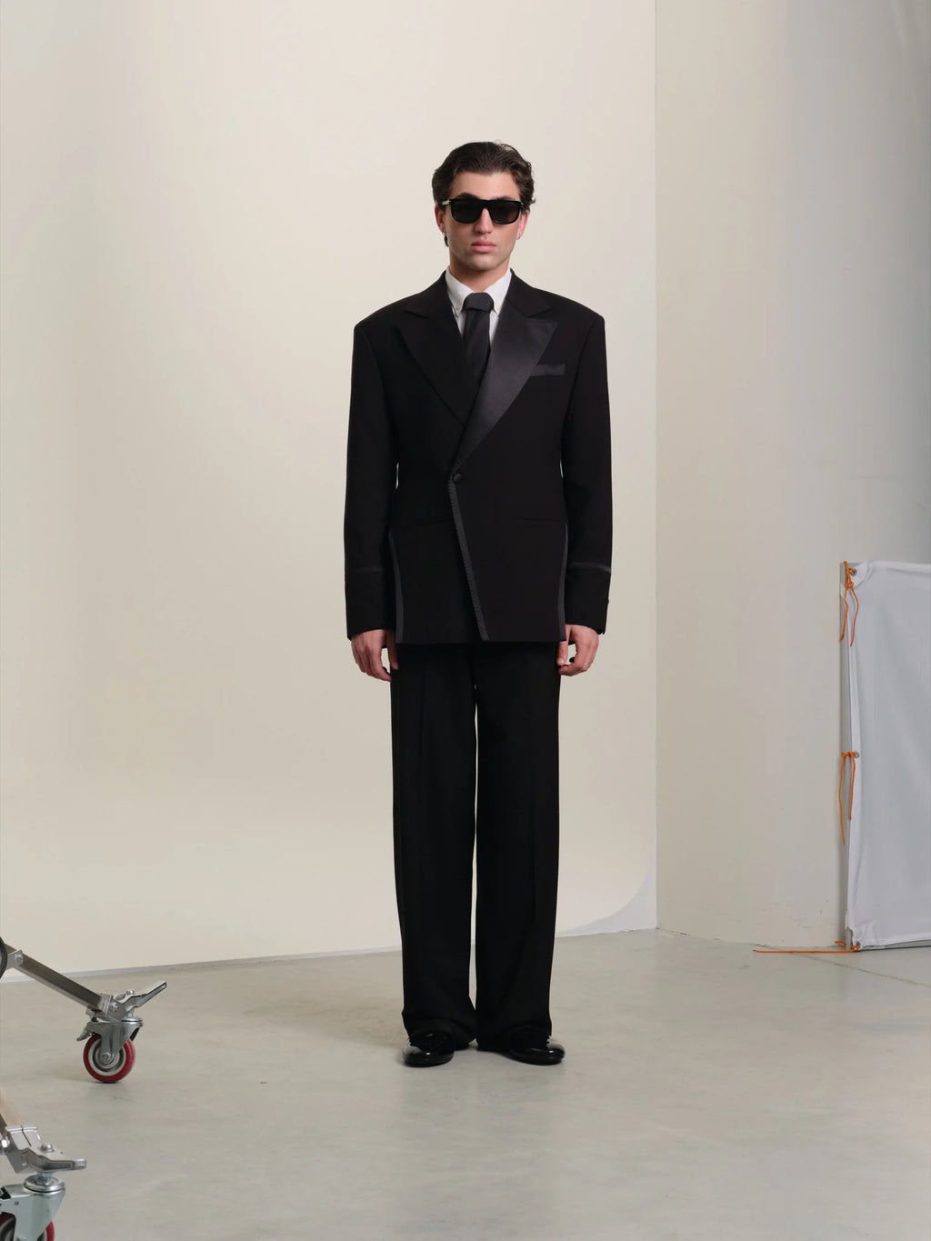 Black tuxedo with satin lapels