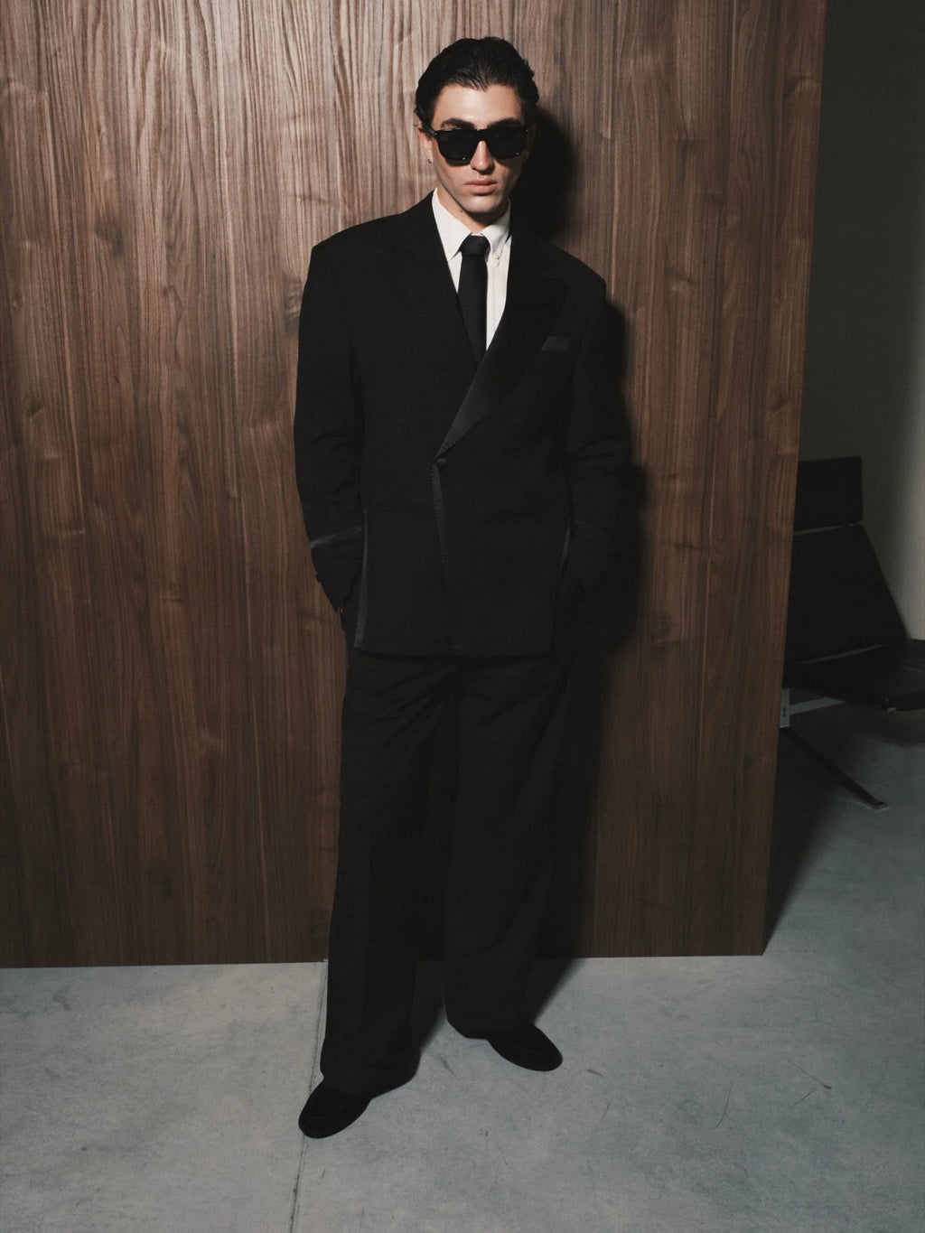 Black tuxedo with satin lapels