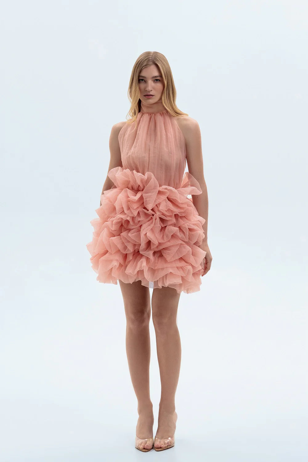 PINK CHIFFON MINI DRESS
