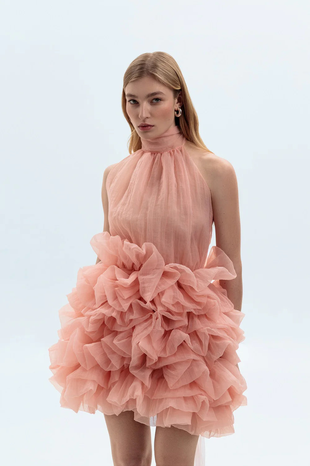 PINK CHIFFON MINI DRESS