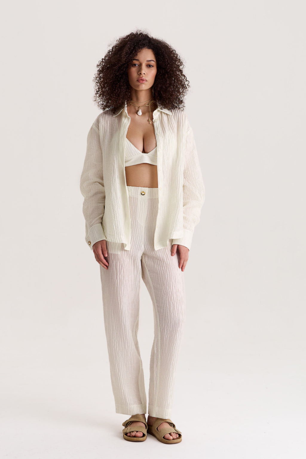 Evia White Shirt + Pants Set