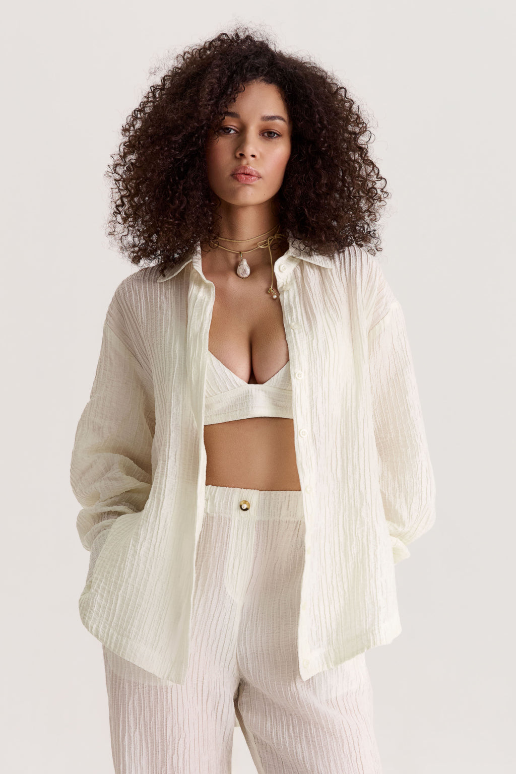 Evia White Shirt + Pants Set