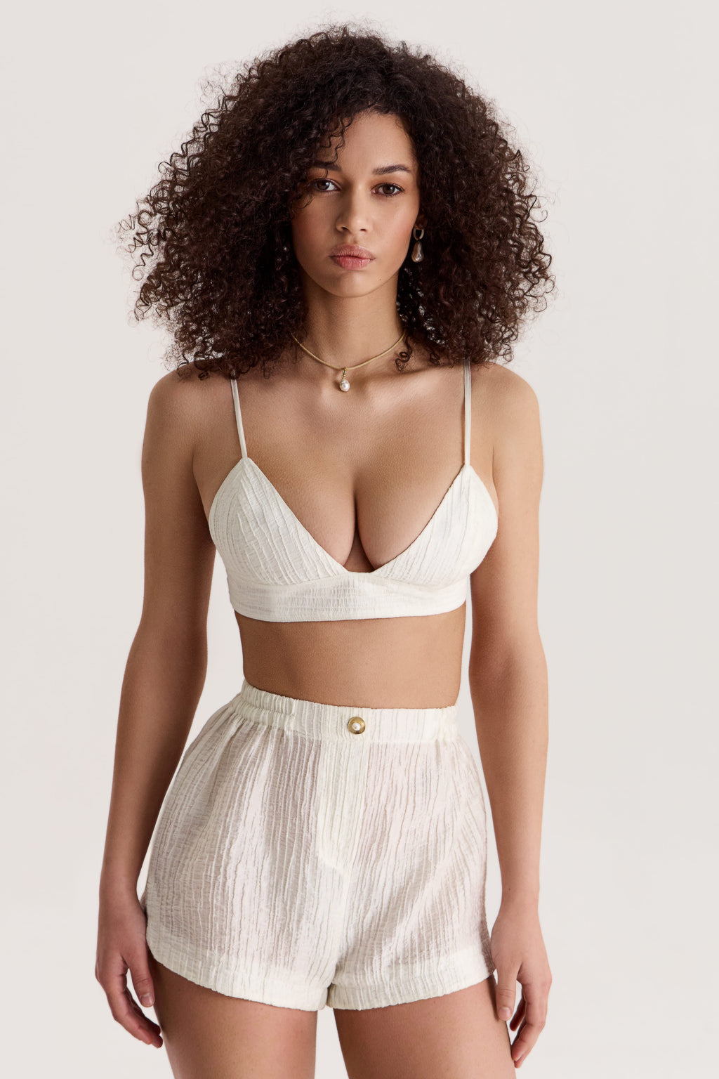 Evia White Bra + Shorts Set