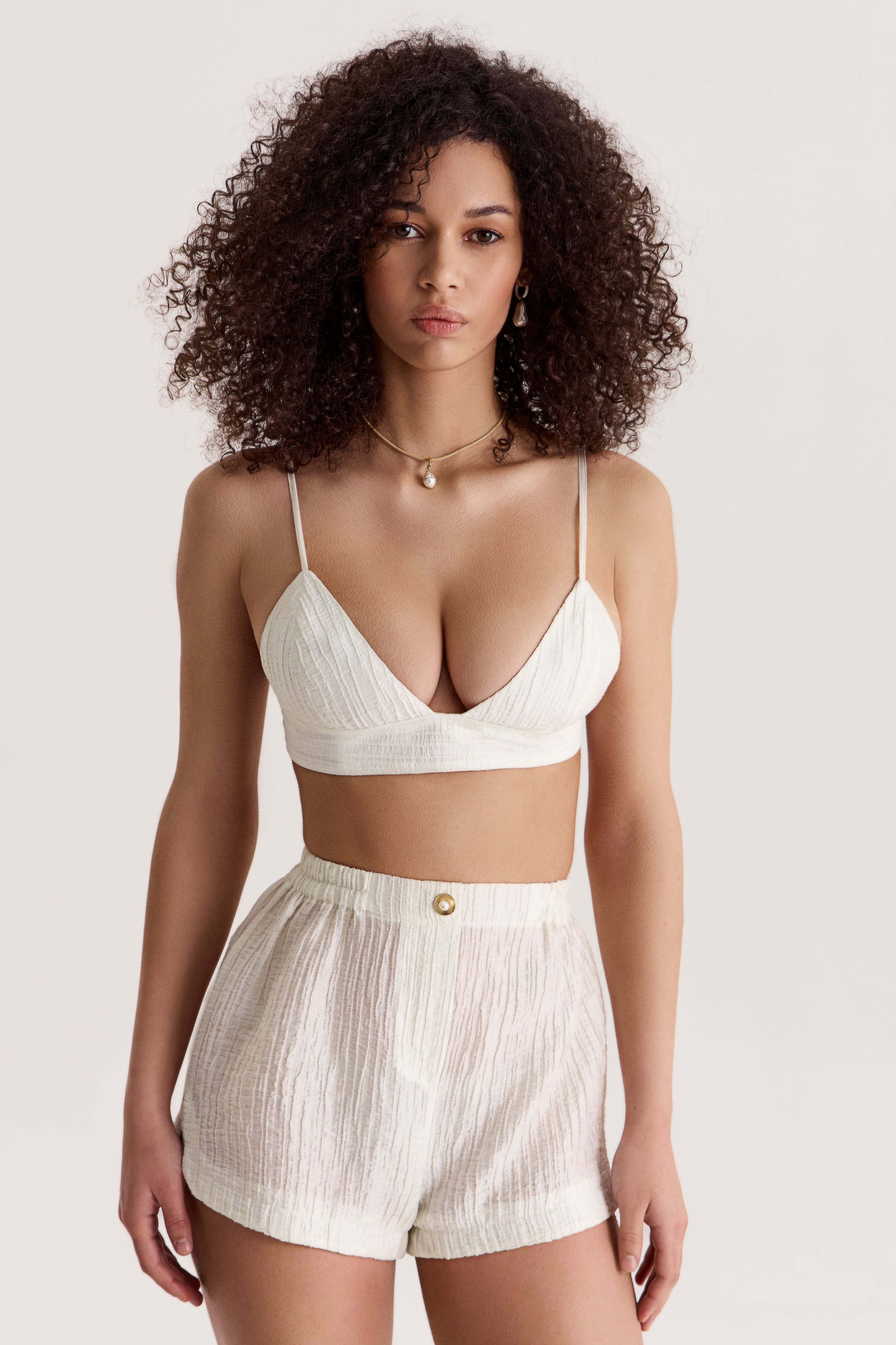 Evia White Bra + Shorts Set