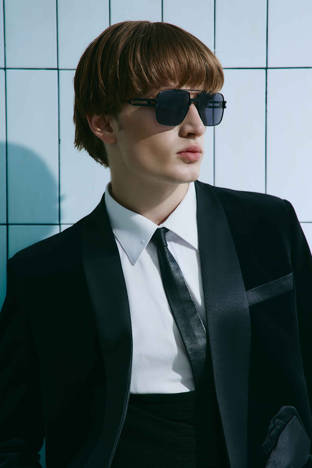 BLACK VELVET TUXEDO SUIT WITH FLORAL APPLIQUE