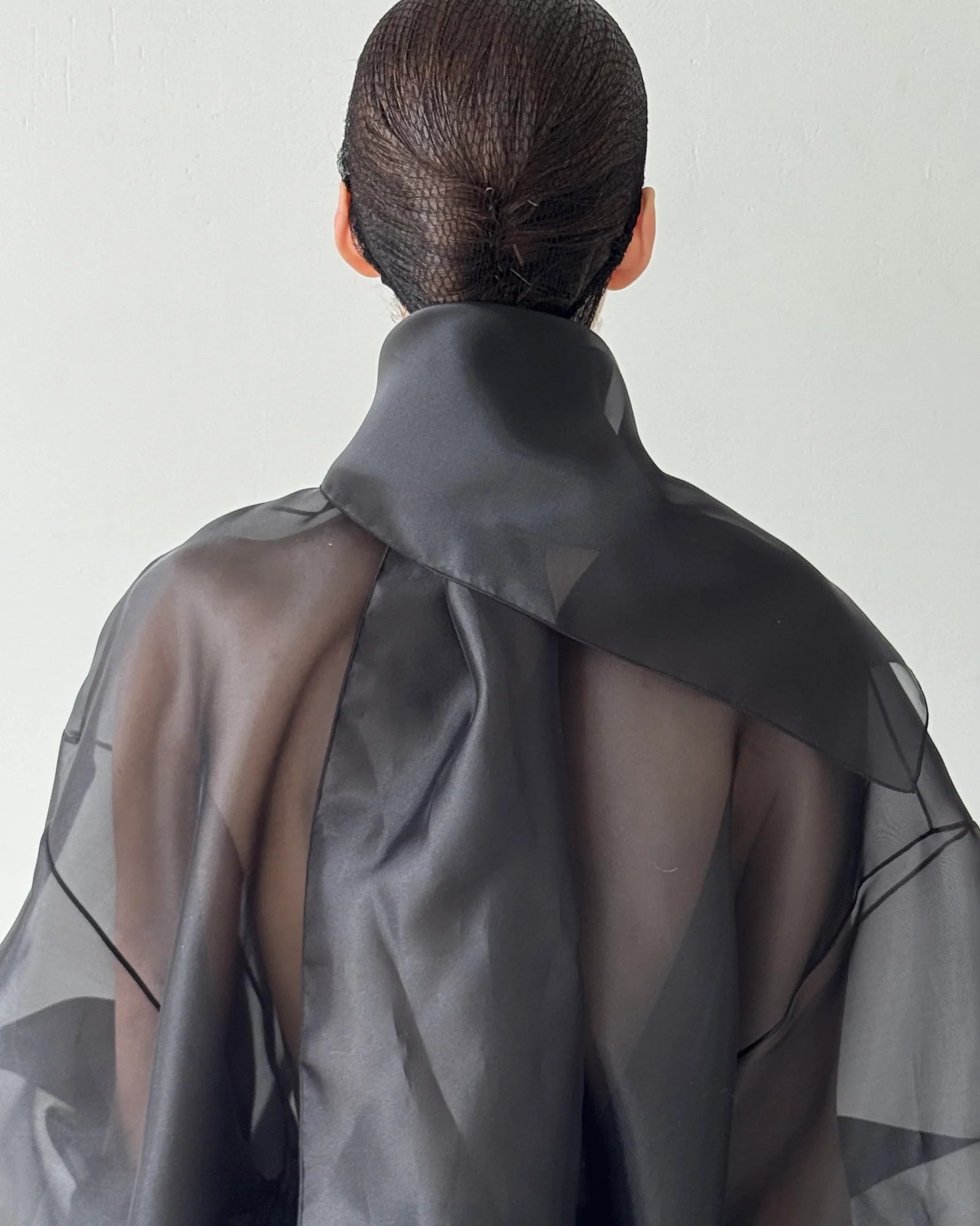 SEMI-SHEER BLACK SCARF BLOUSE