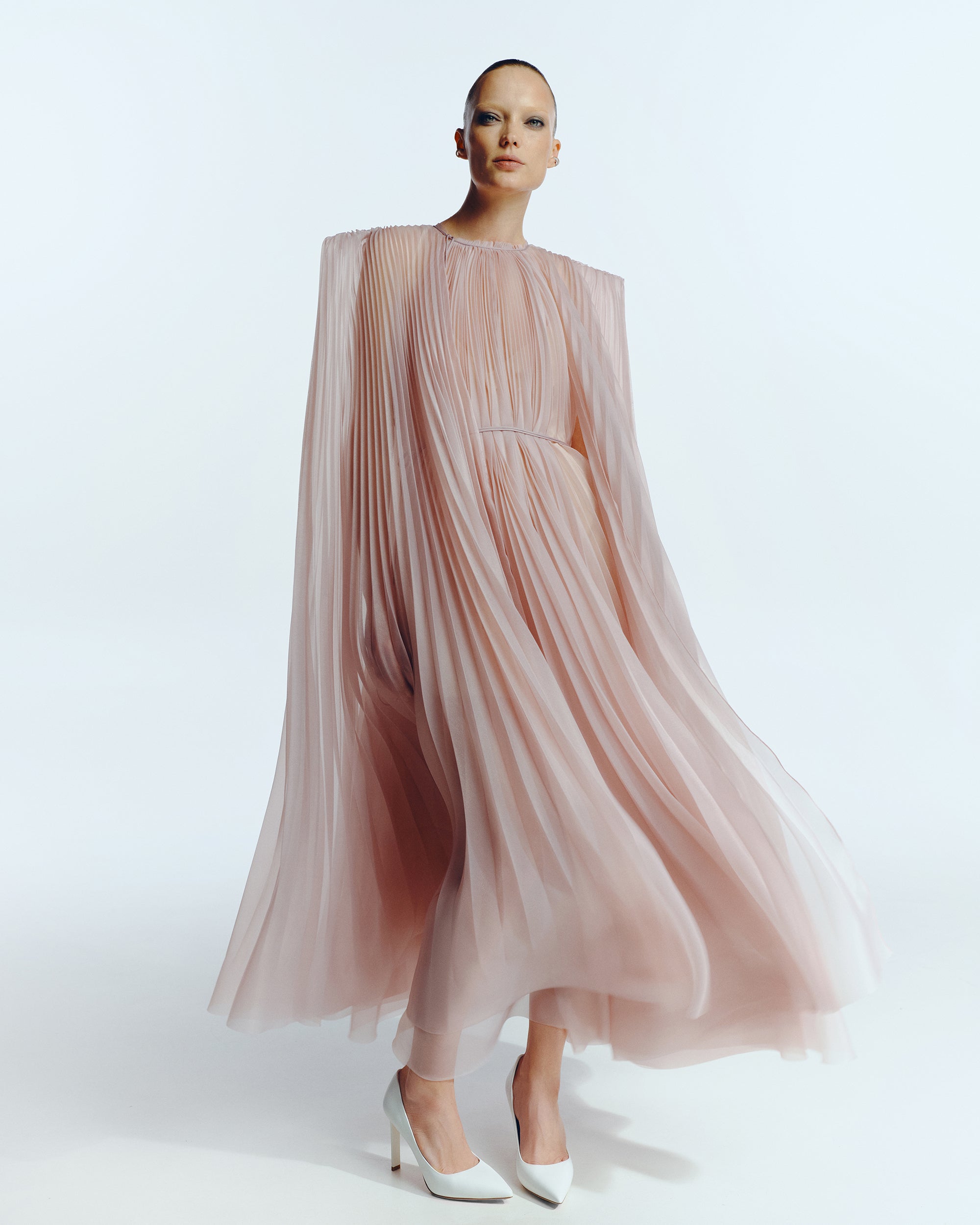 CAPE BLUSH DRESS