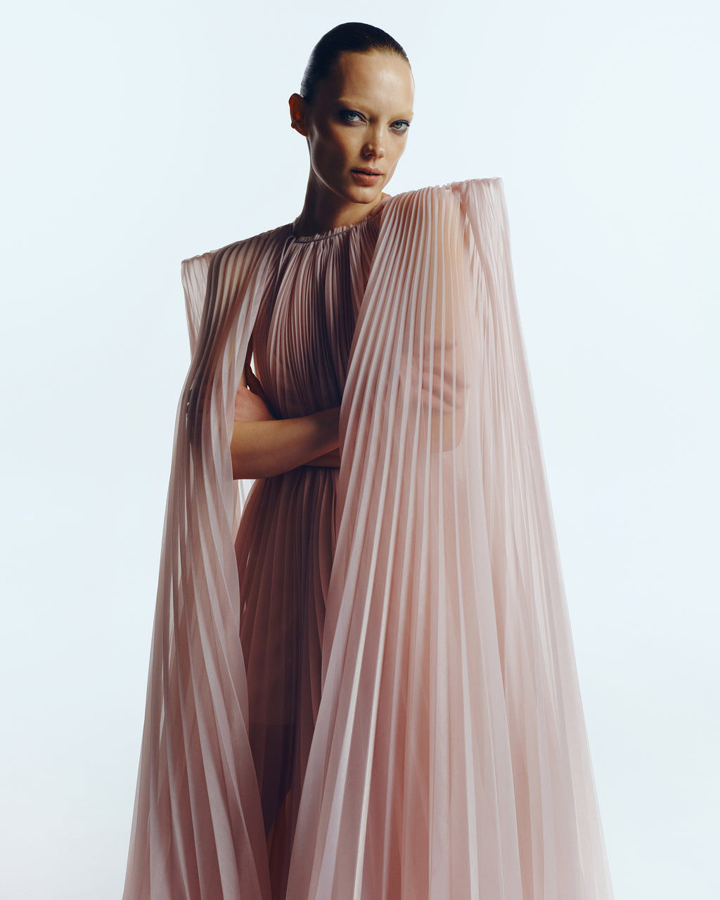 CAPE BLUSH DRESS