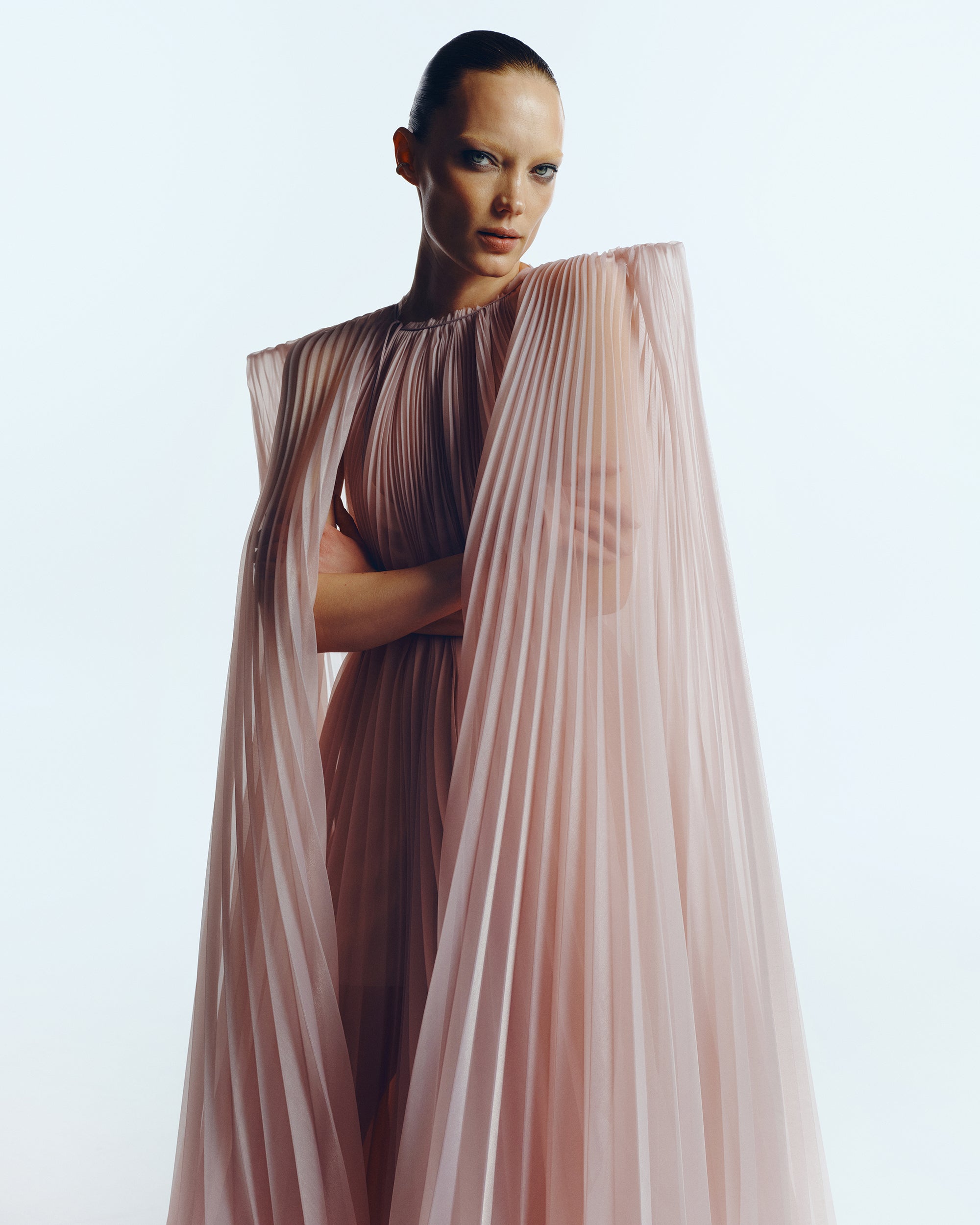 CAPE BLUSH DRESS