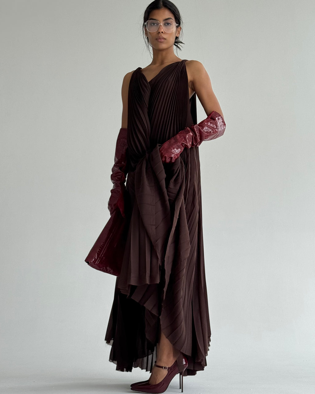 CROCO GLOVES BURGUNDY
