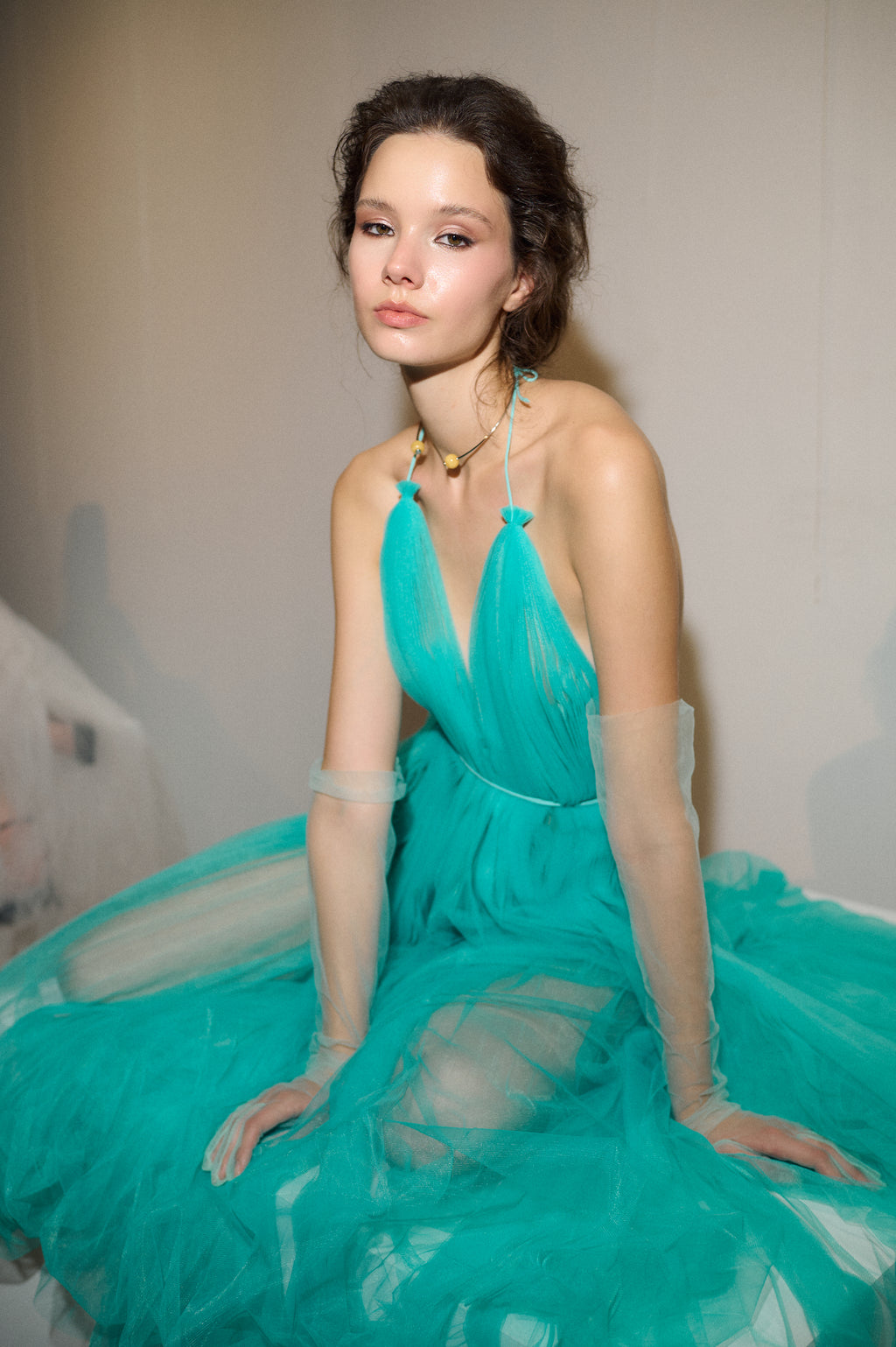 SA LUMIÉRE TURQUOISE DRESS