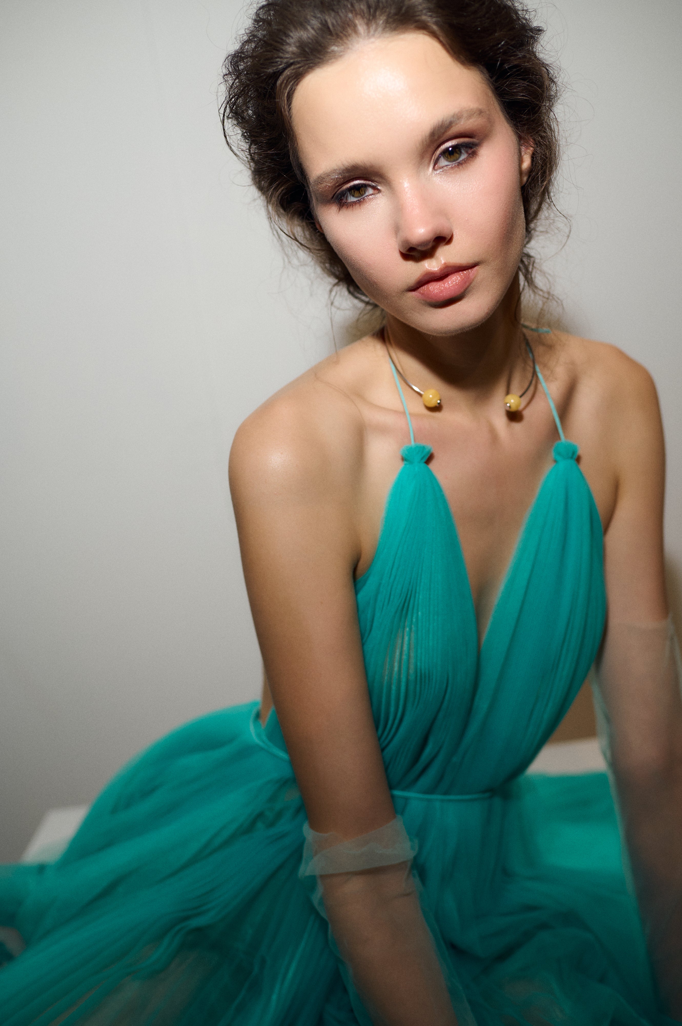 SA LUMIÉRE TURQUOISE DRESS