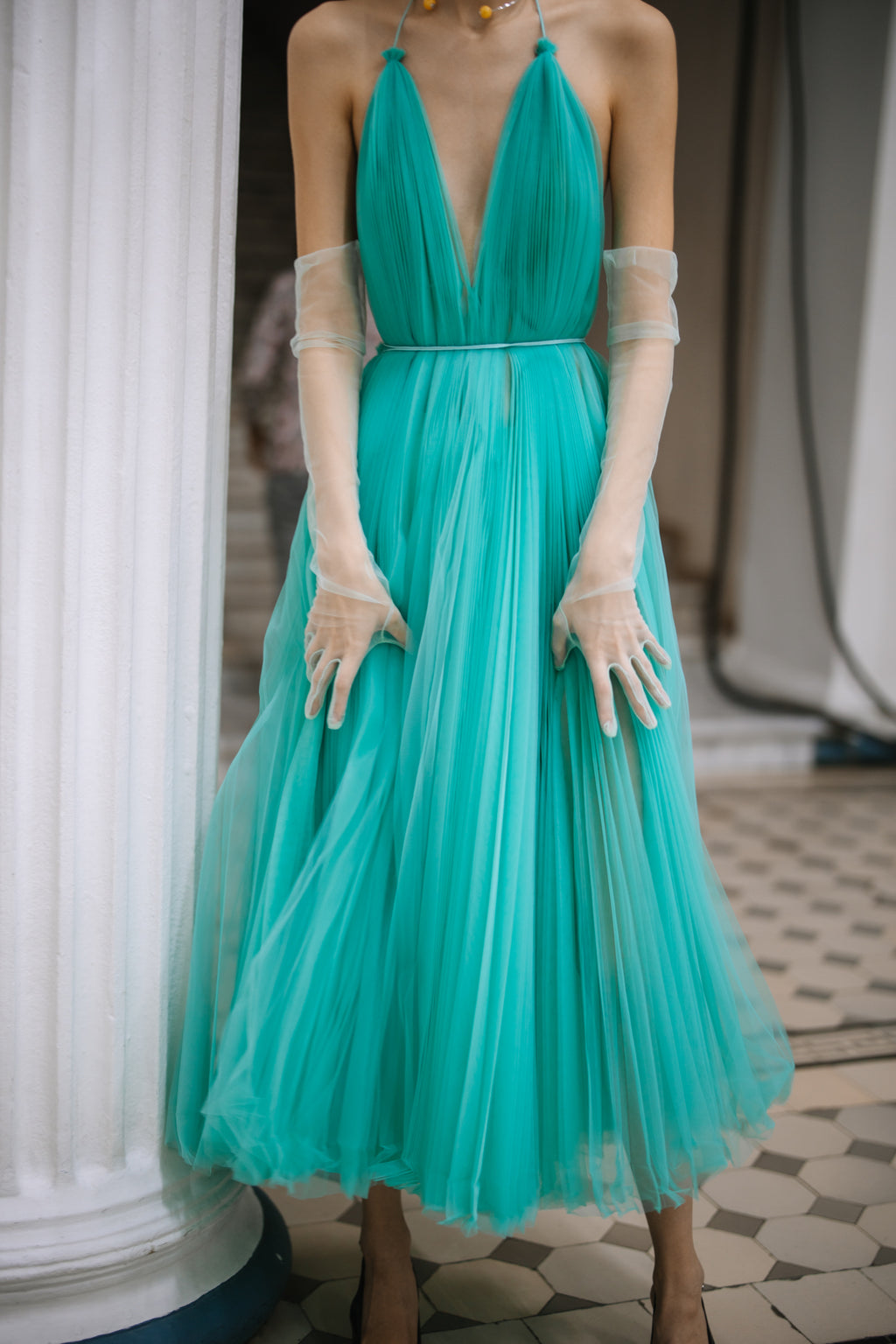 SA LUMIÉRE TURQUOISE DRESS