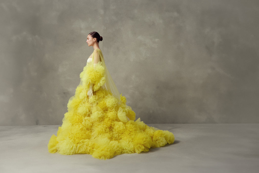 YELLOW CAPE WITH FLOWERS
