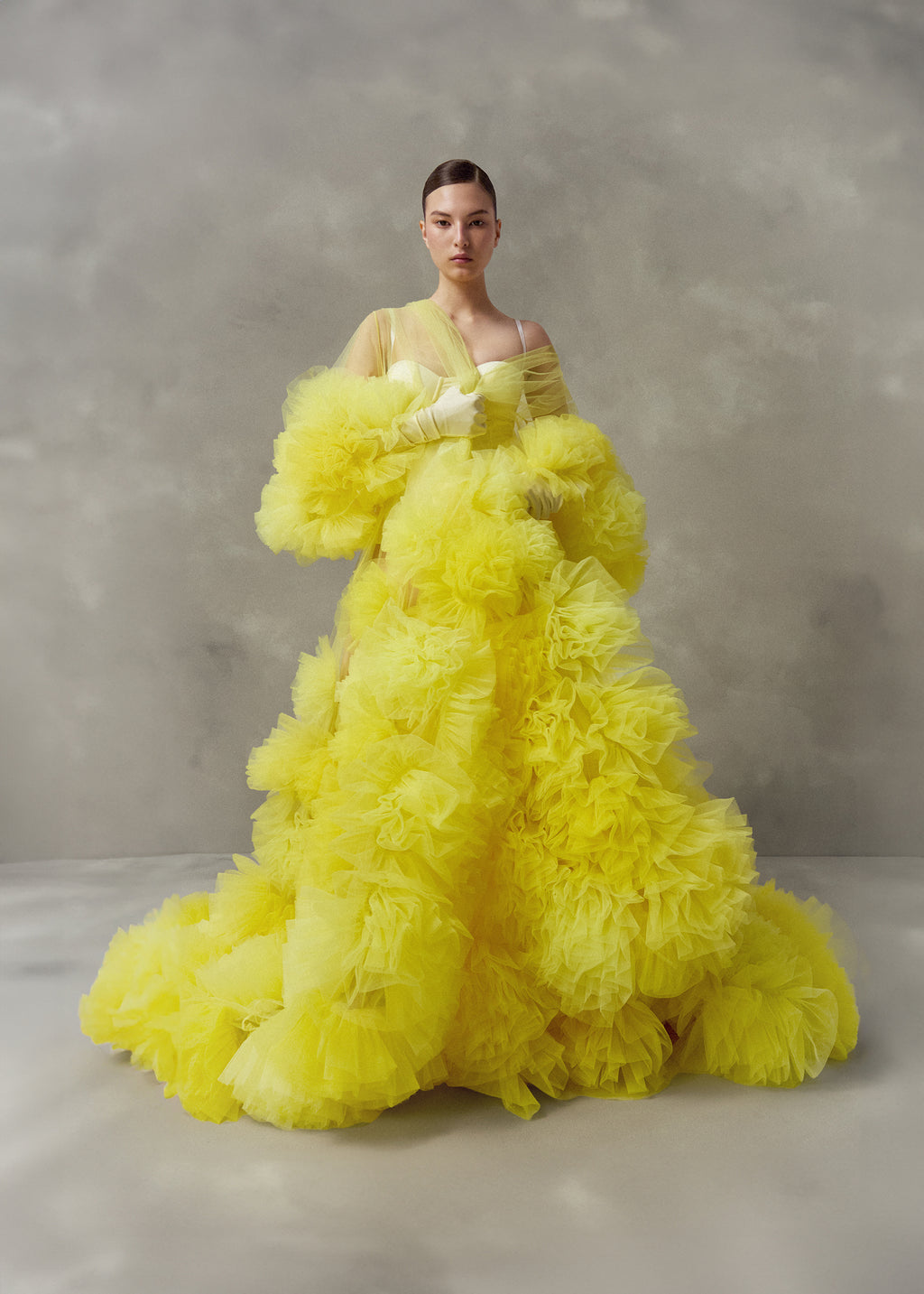 YELLOW CAPE WITH FLOWERS