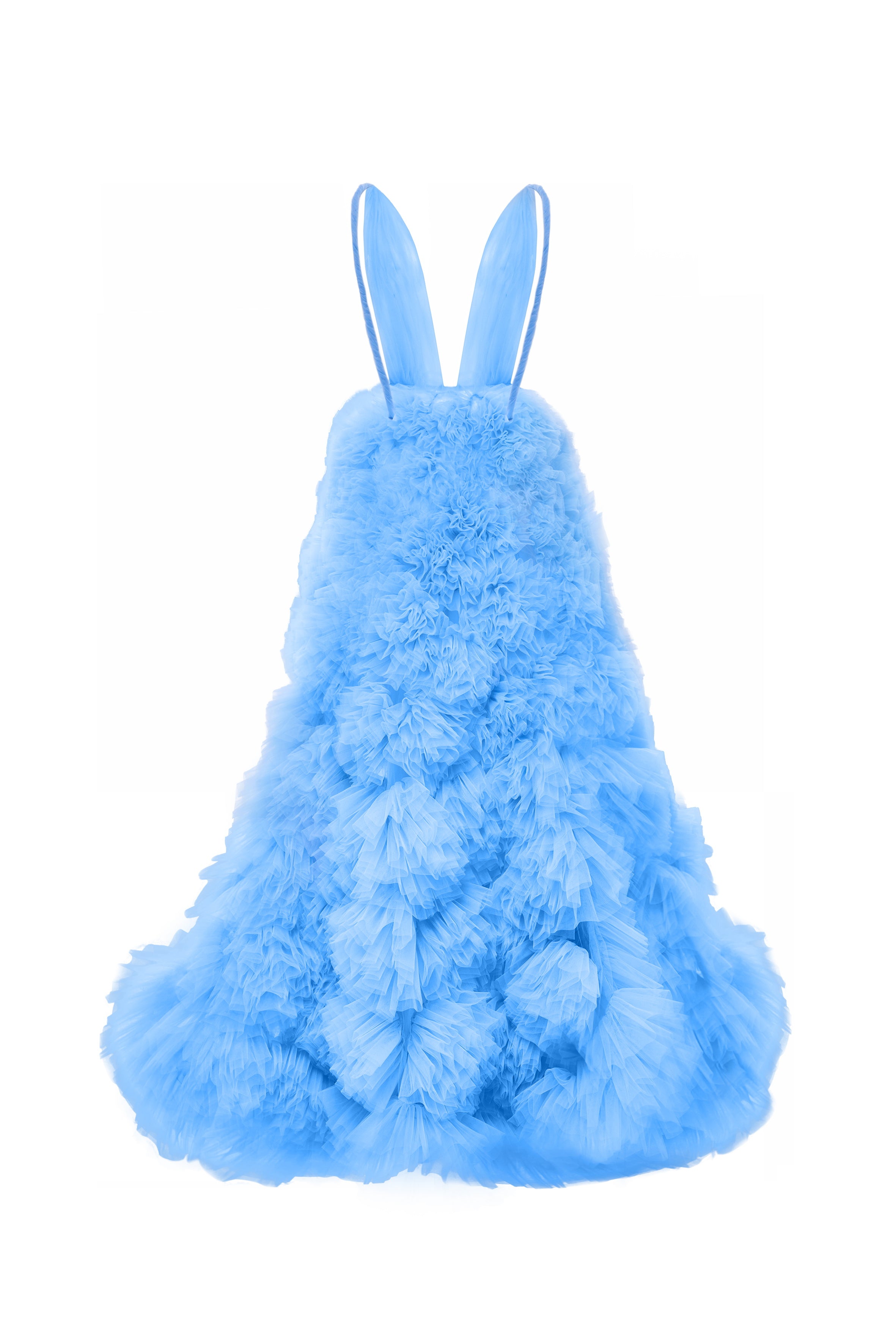 BLUE MAXI ORGANZA DRESS