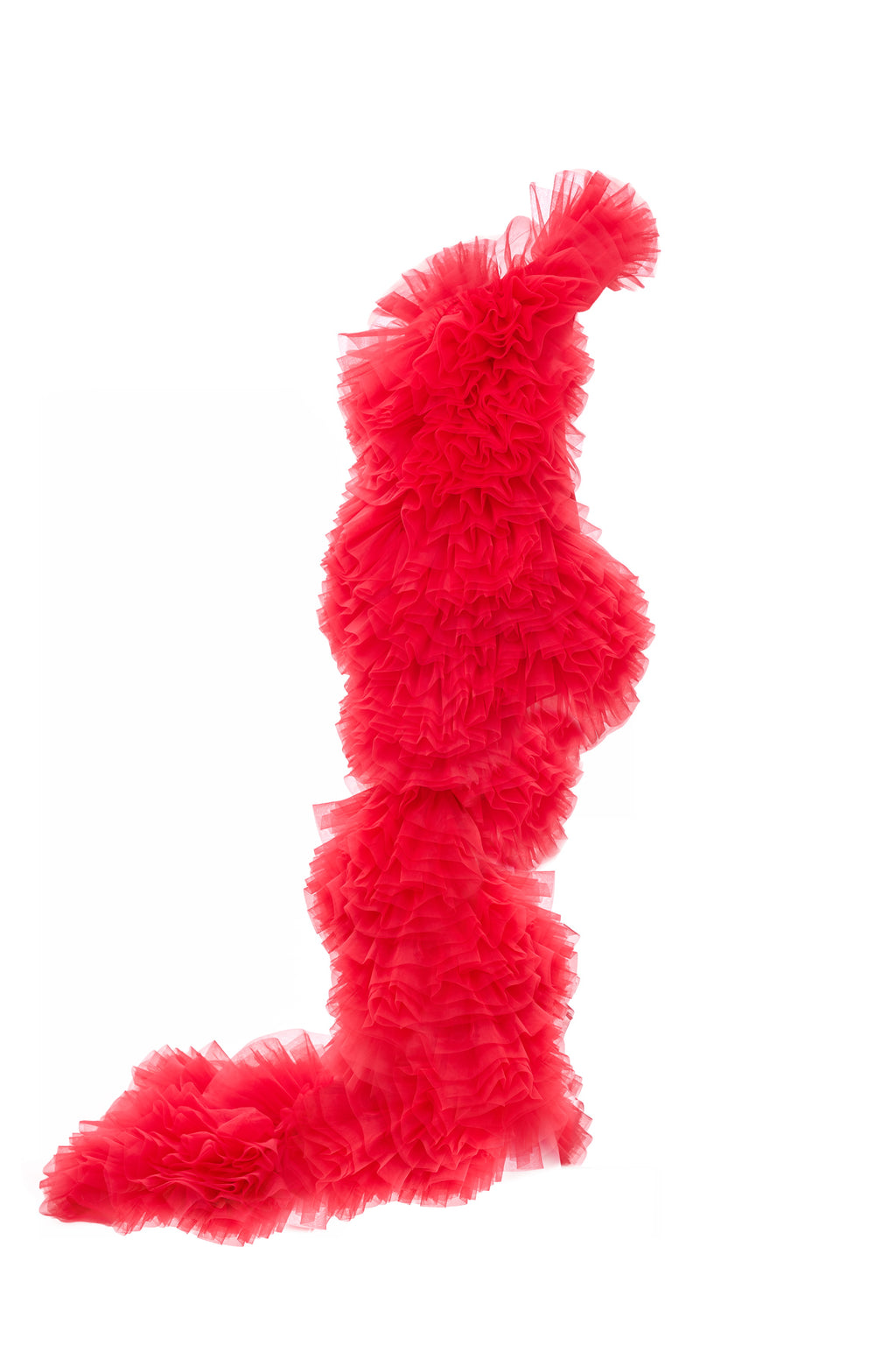 RED ASYMMETRIC ORGANZA DRESS