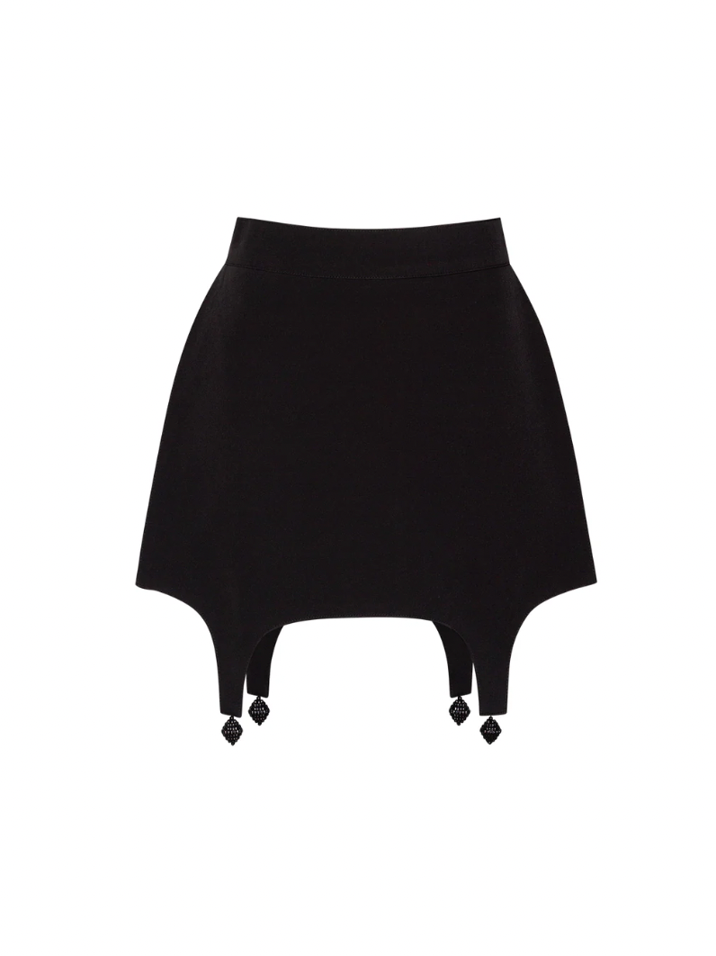 BLACK BASQUE MINI SKIRT