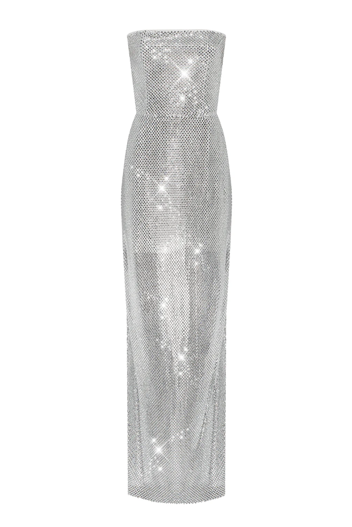 SILVER SHINY MAXI DRESS