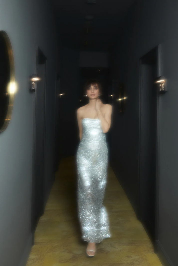 SILVER SHINY MAXI DRESS