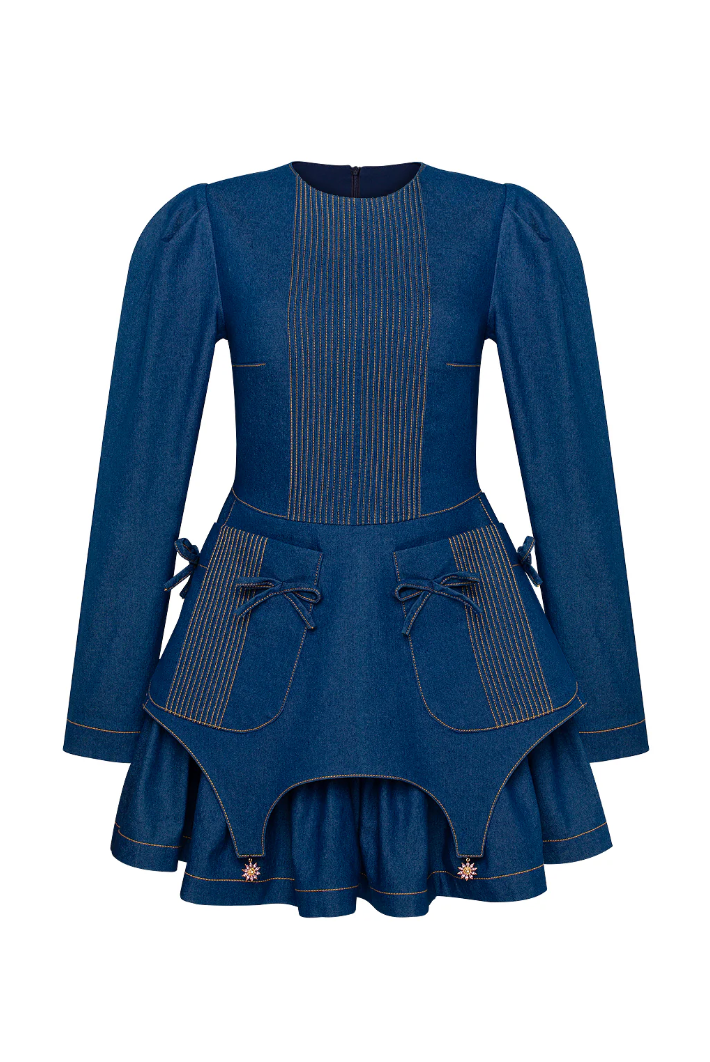 DENIM MINI DRESS WITH BASQUE