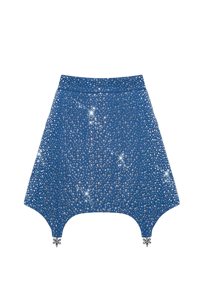 SHINY DENIM BASQUE SKIRT