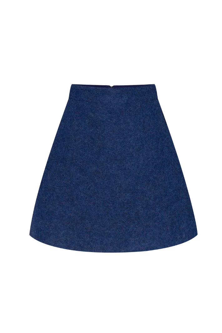 BLUE WOOL MINI SKIRT