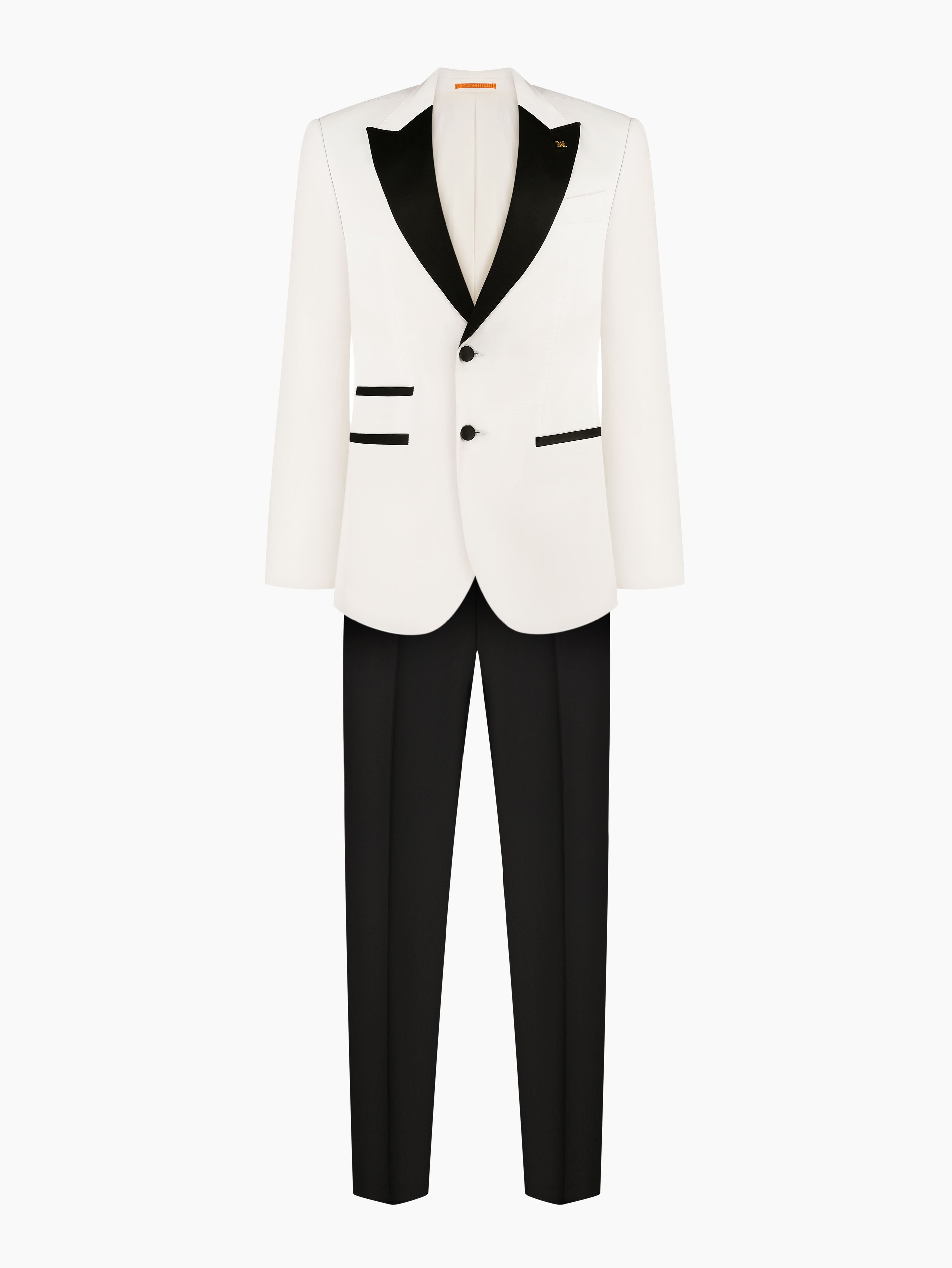 IVORY TUXEDO WITH BLACK PEAK LAPEL