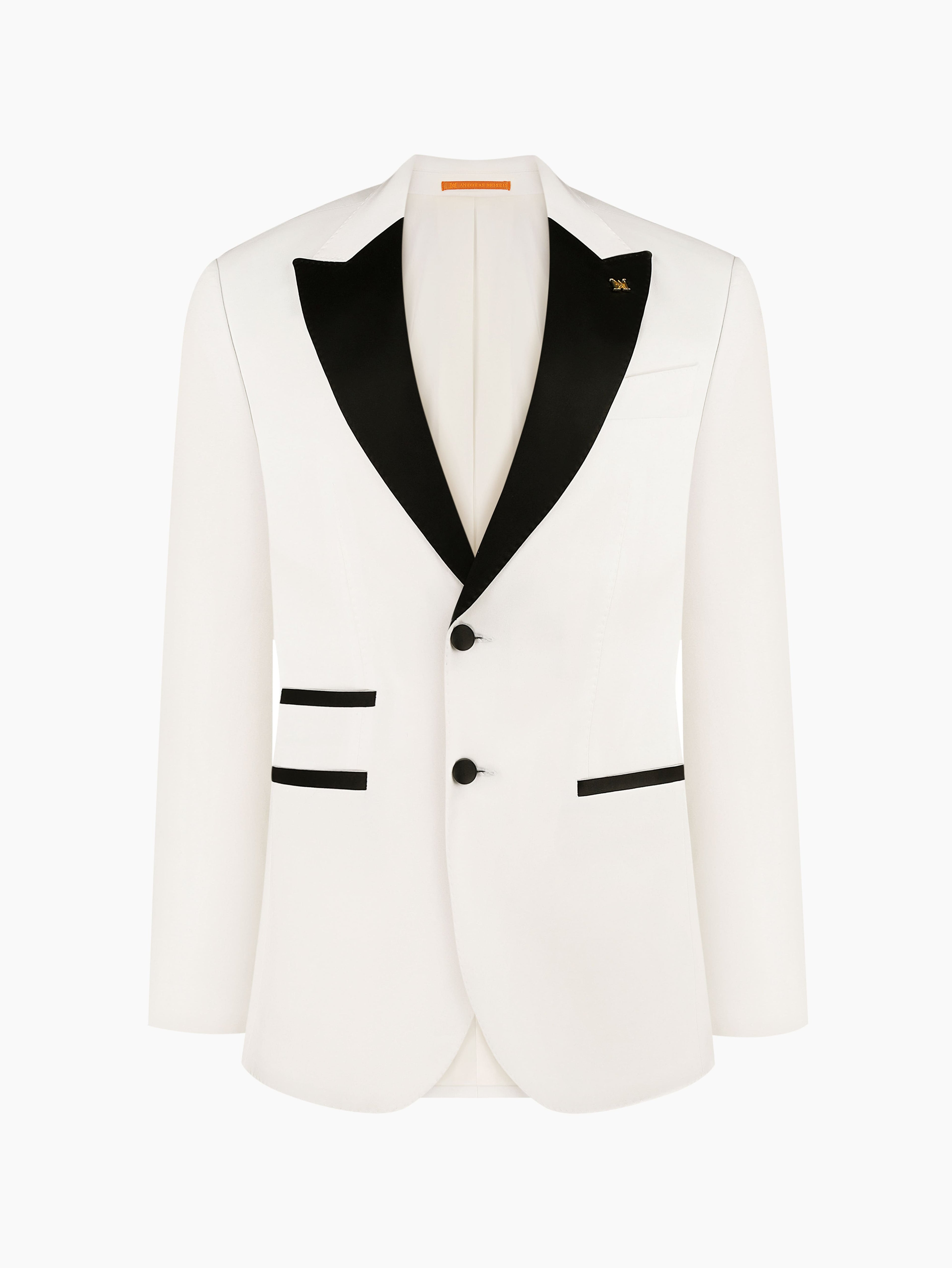 IVORY TUXEDO WITH BLACK PEAK LAPEL