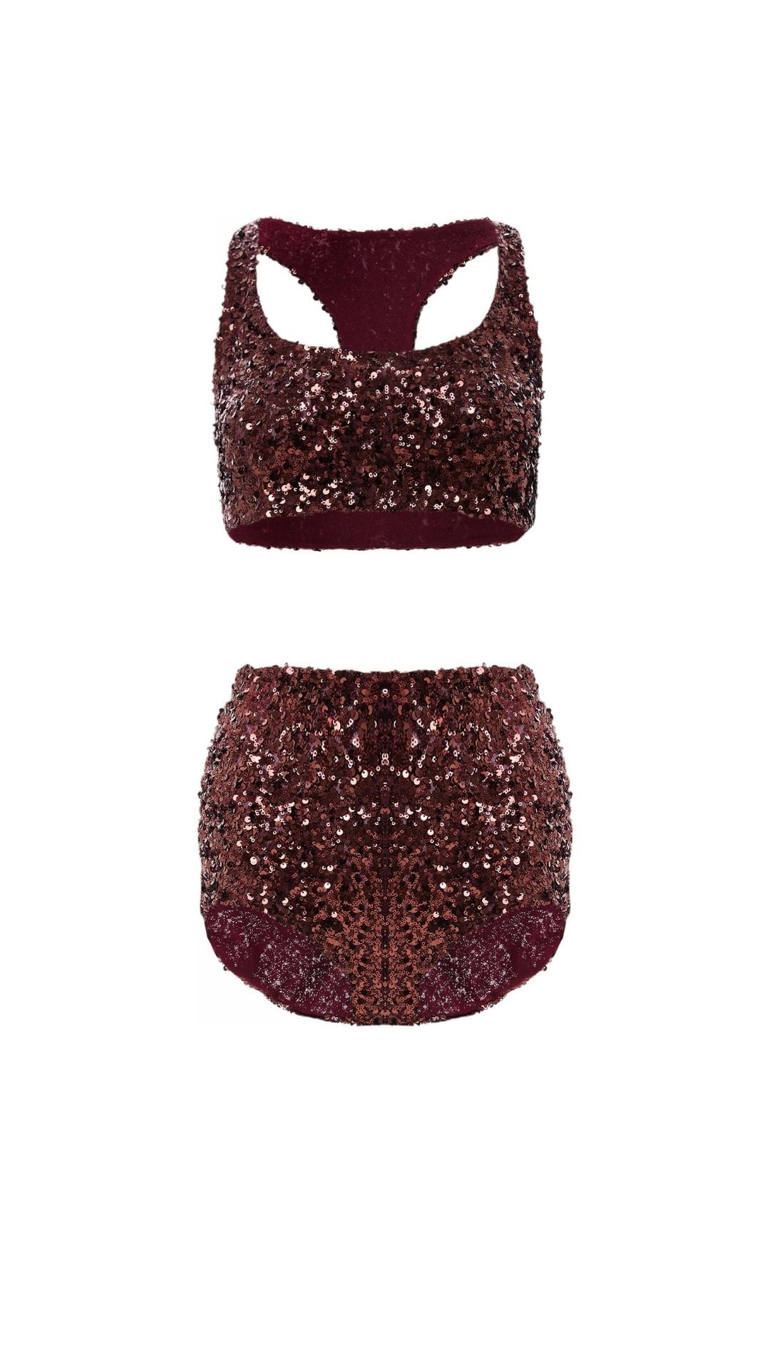 BURGUNDY SEQUIN SET