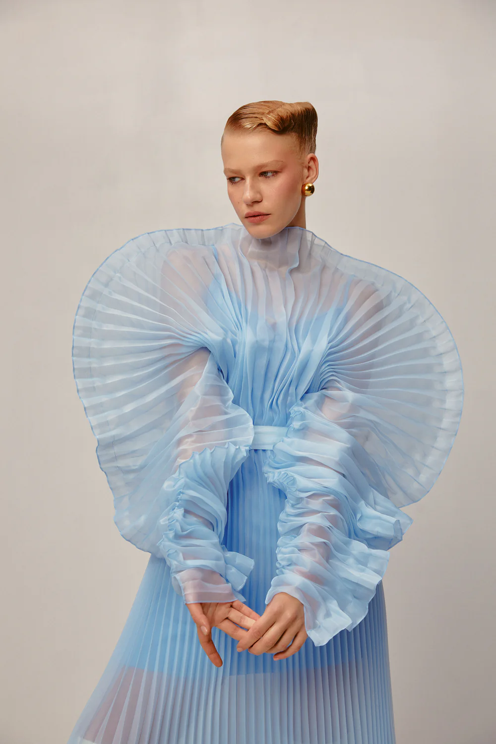 ALISHA PLEATED BLUE DRESS