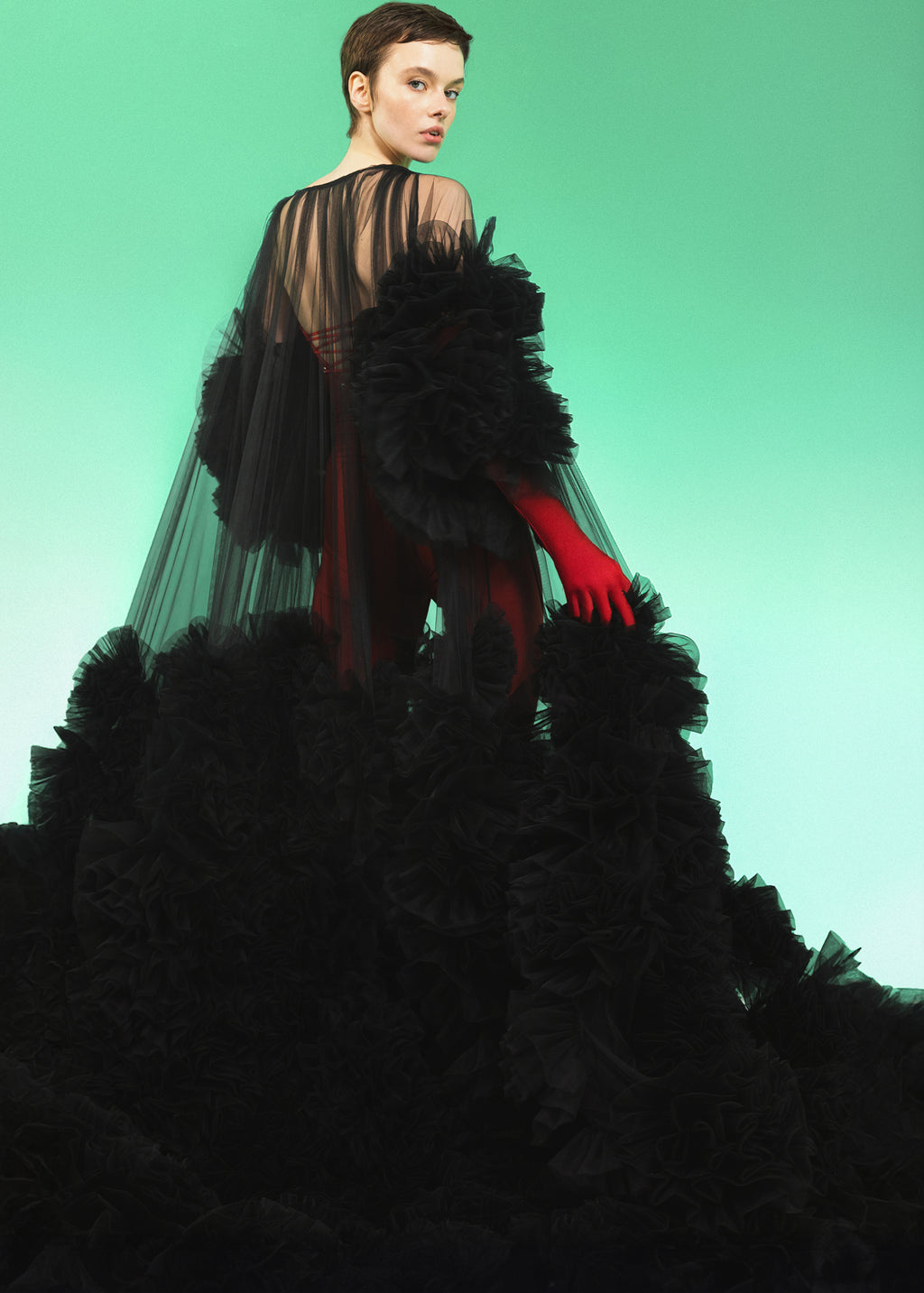 NIGHT CAPE WITH FLOWERS