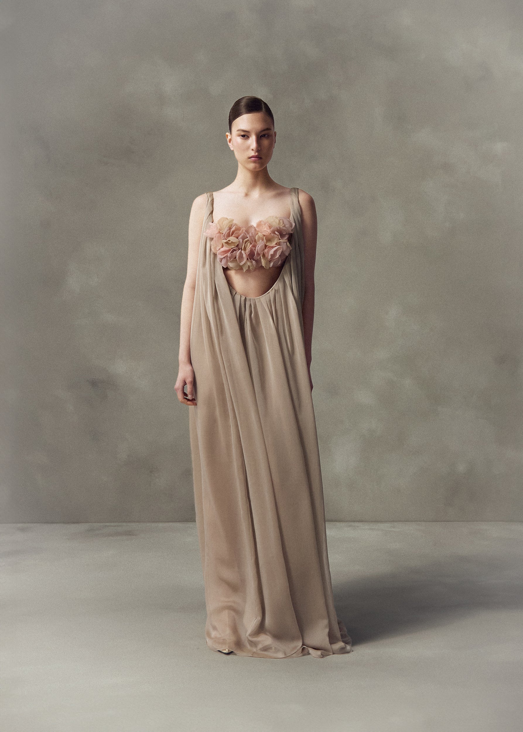 PINK CHIFFON DRESS WITH A DETACHABLE TOP