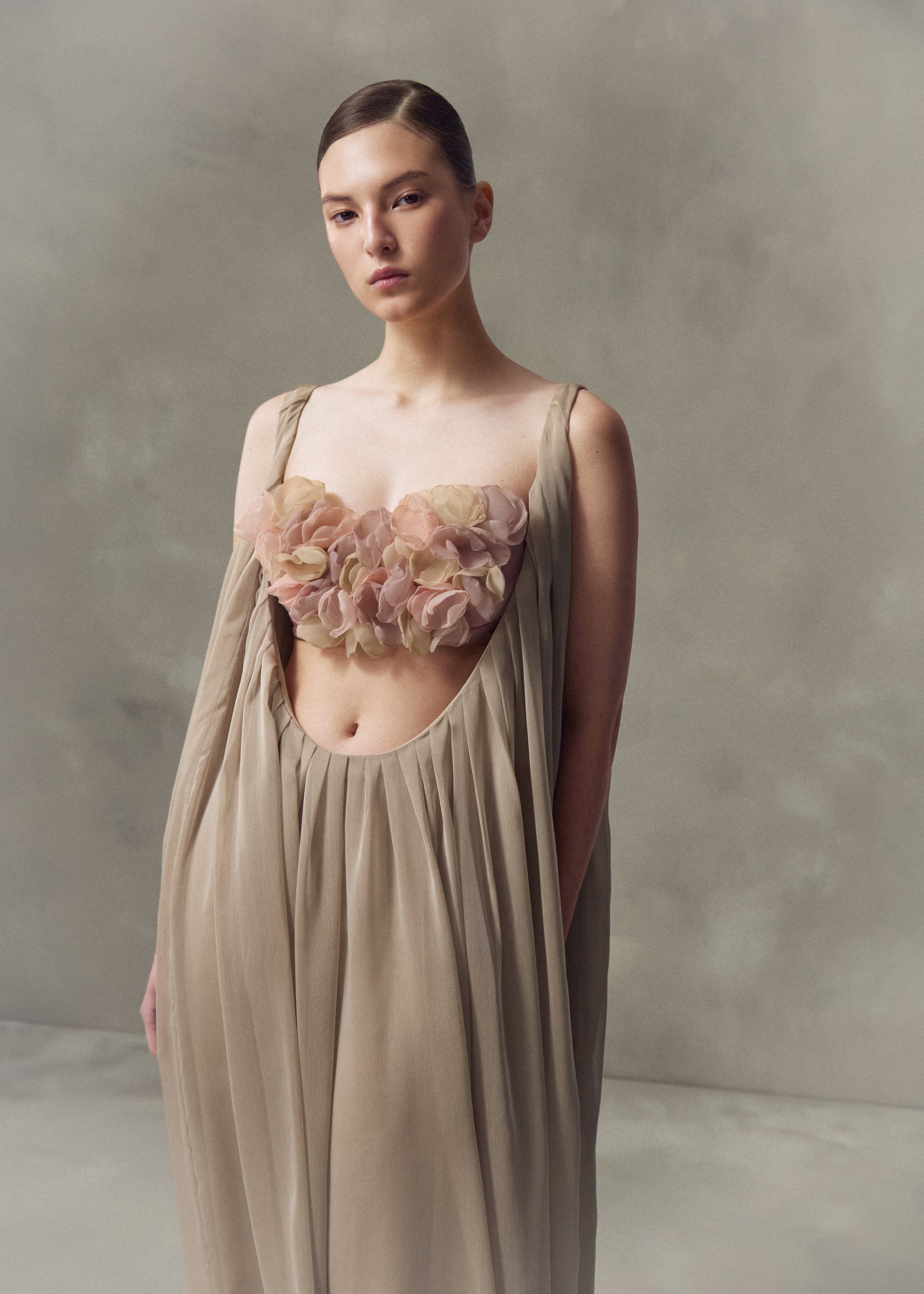 PINK CHIFFON DRESS WITH A DETACHABLE TOP