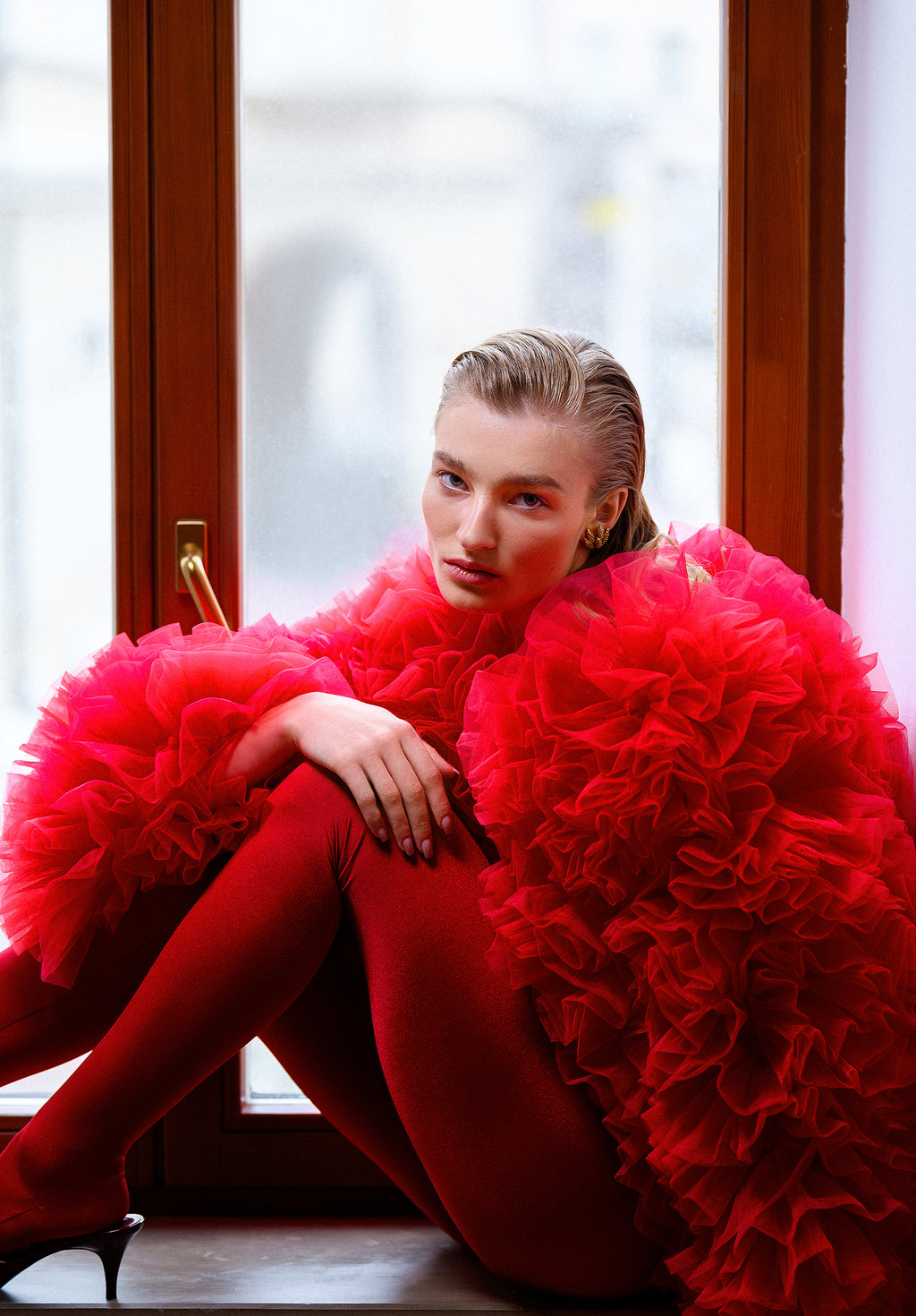 RED FLOWERS BOMBER